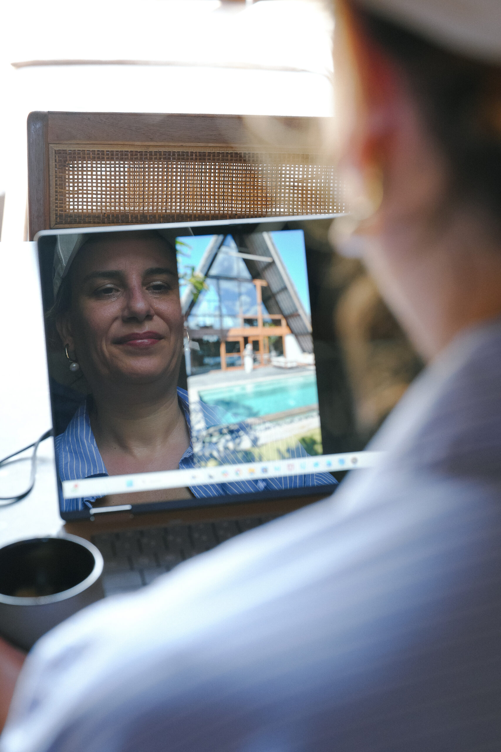 Woman learning online on laptop